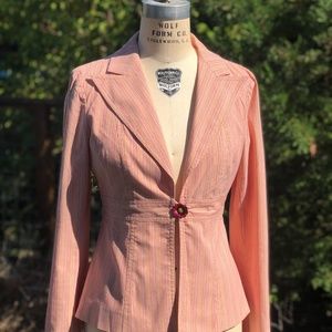Nanette Lepore Pinstripe Blazer with Flower Button